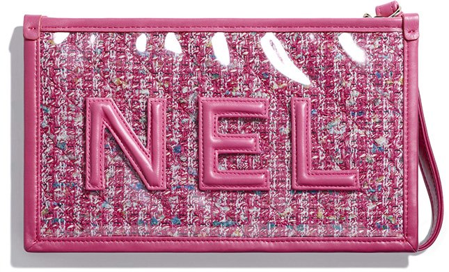 Chanel Tweed PVC Logo Pouches Chanel Tweed PVC Logo Pouches