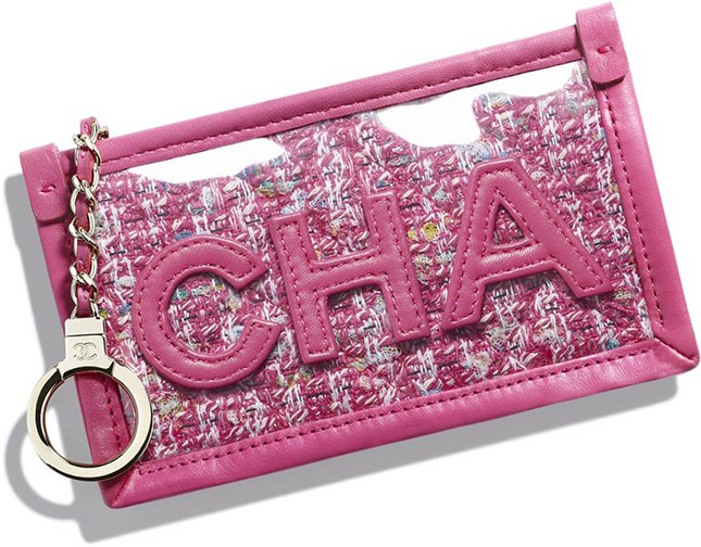 Chanel Tweed PVC Logo Pouches Chanel Tweed PVC Logo Pouches