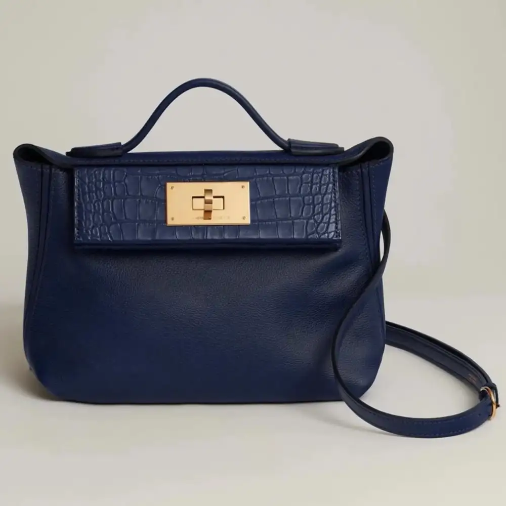 Hermes 24 24 Mini 21 Bag in Evercolor:Matte Mississippiensis alligator:Swift Terre Battue:Capucine Anémone