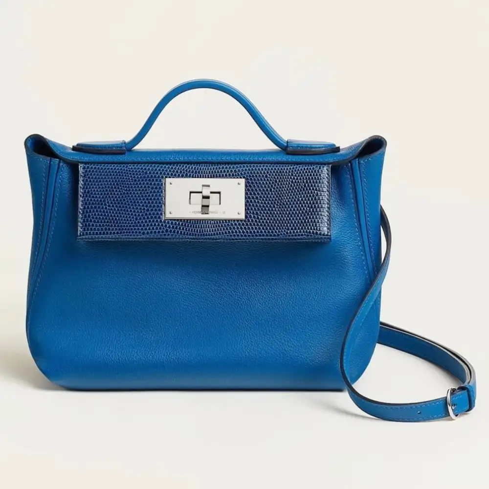 Hermes 24 24 Mini 21 Bag in Evercolor:Swift Mauve Pâle