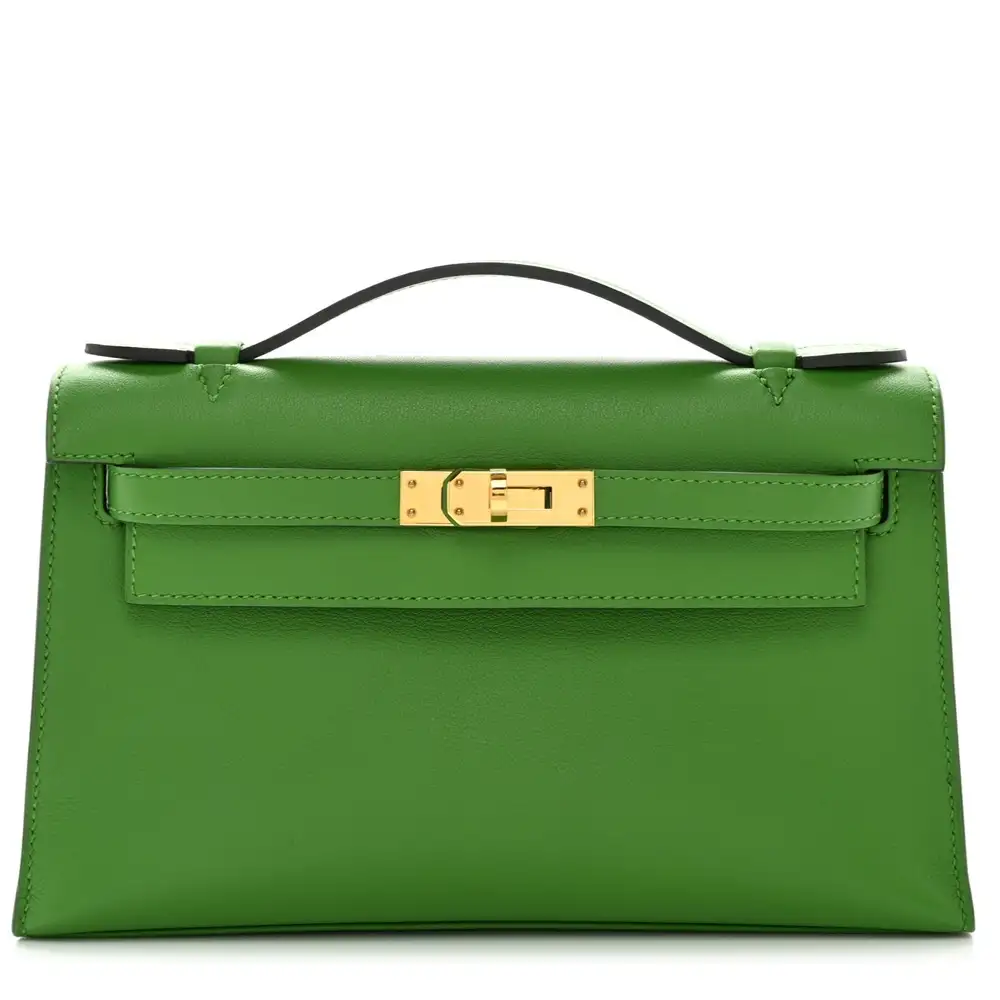Hermes Kelly Pochette in Swift Vert Yucca