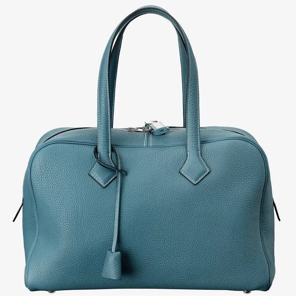 Hermes Victoria II Fourre Tout 35 bag in Clemence Bleu jean