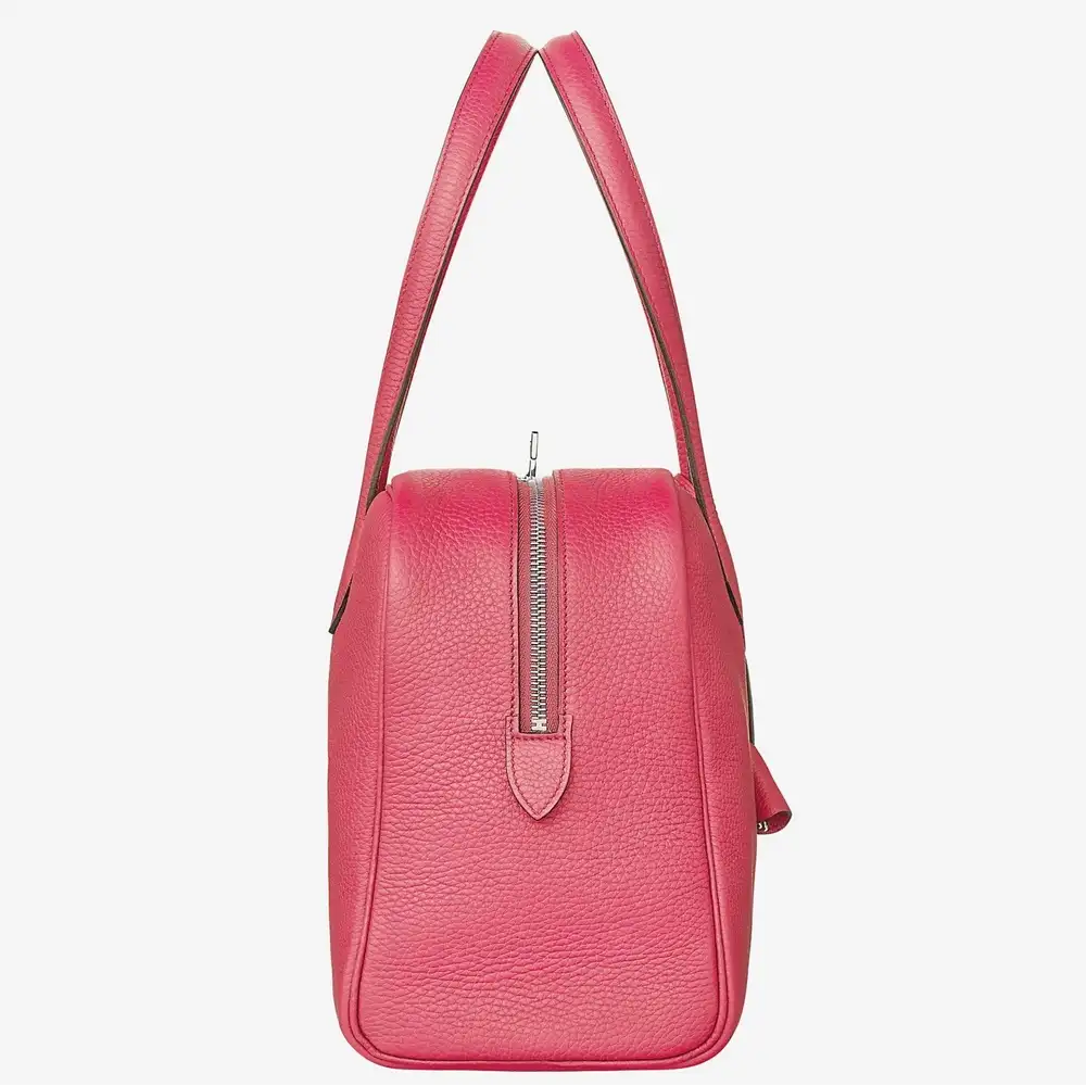Hermes Victoria II Fourre Tout 35 bag in Clemence Rose Azalée Interior pockets 2