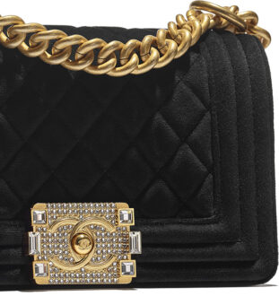 Chanel Boy Bag With Crystal Stone Clasp