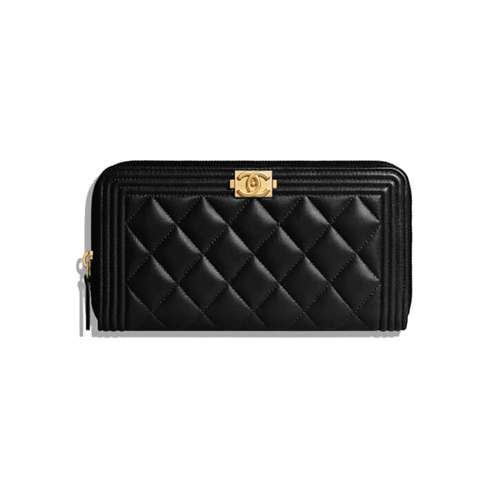 chanel boy zip around wallet prices