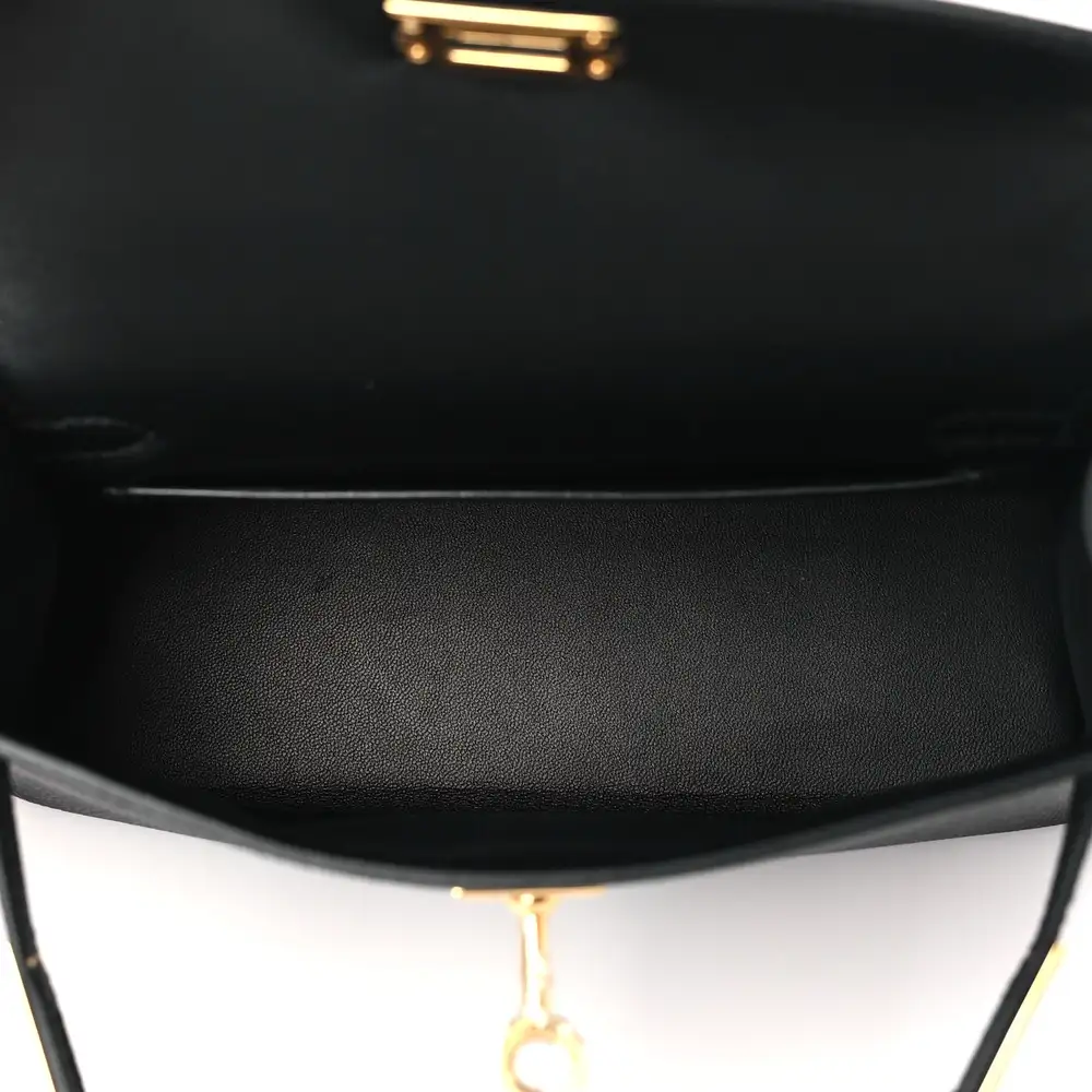 Hermes Mini Kelly II Sellier Bag in Box Leather Interior pocket