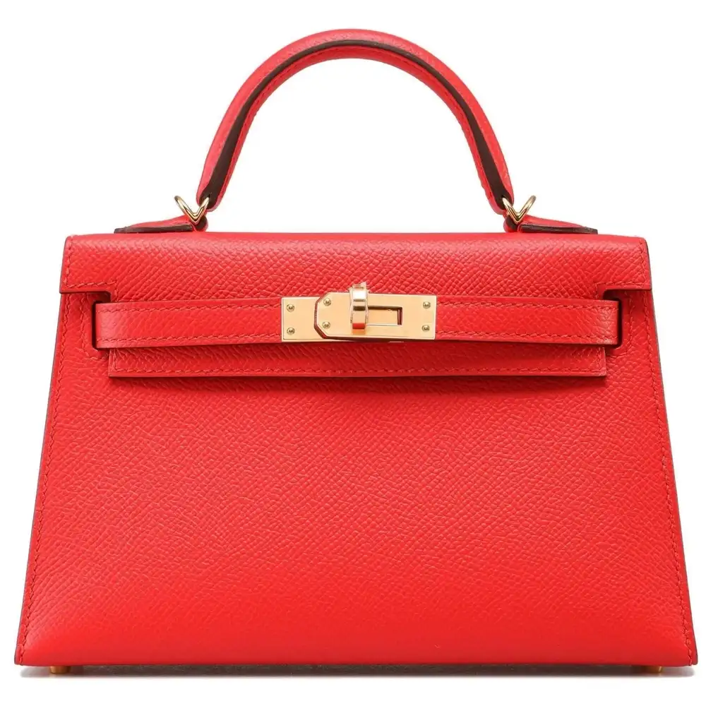 Hermes Mini Kelly II Sellier Bag in Epsom Rouge De Coeur