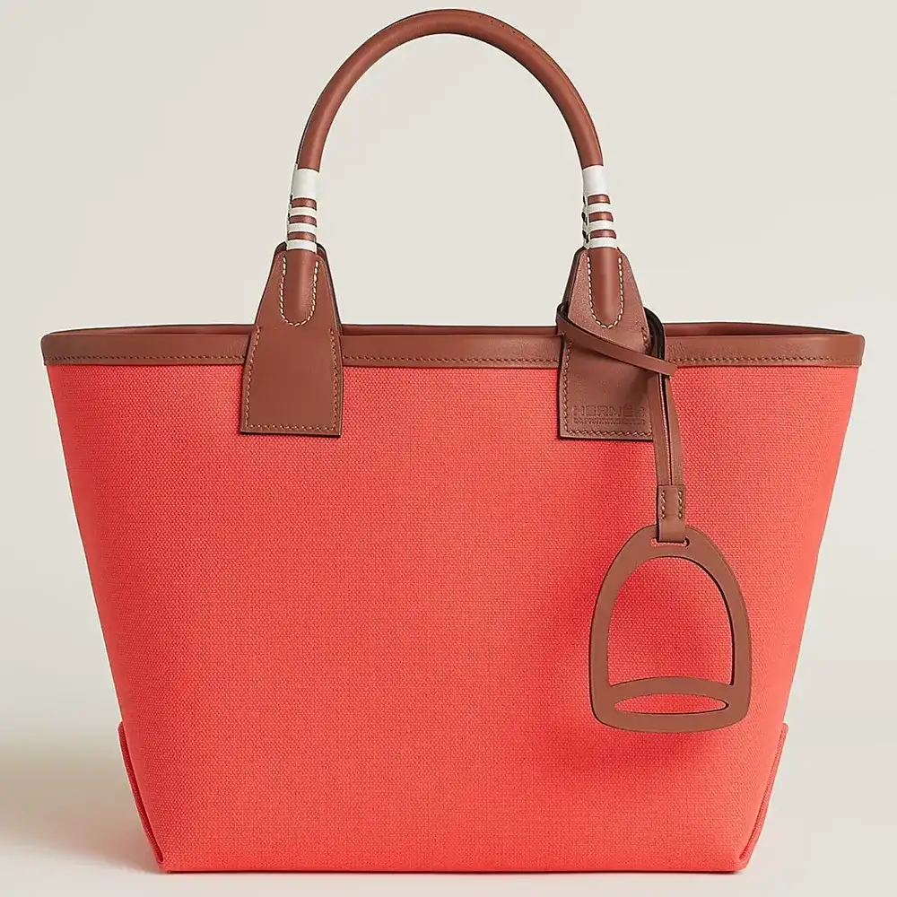 Hermes Steeple 25 Bag in Canvas Swift Rose Texas Cuivre