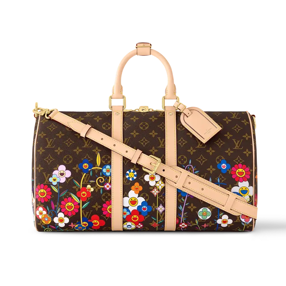LV x TM Keepall Bandoulière 45 Monogram Flowers