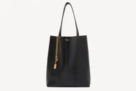 Chloé Spin Tote Bag In Grained Leather Black Featured image