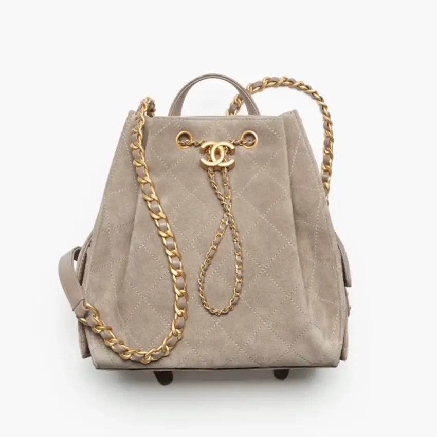 chanel 25 medium backpack suede calfskin gold tone metal AS5600B18799NACAA