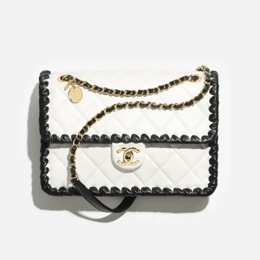 chanel flap bag lambskin braided calfskin gold tone metal AS2497B23328U7401