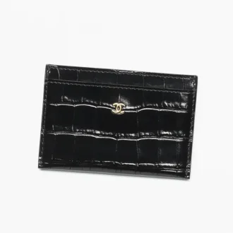 Chanel card holder crocodile embossed calfskin gold tone metal AP5191B2378694305