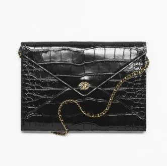 Chanel clutch with chain crocodile embossed calfskin gold tone metal AP5233B2433394305