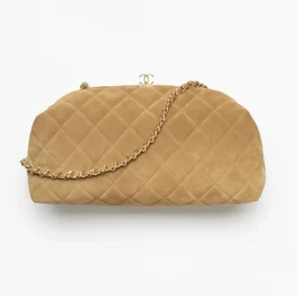 Chanel clutch with chain suede calfskin gold tone metal AP5252B24055U9390