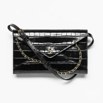 Chanel clutch with leather strap crocodile embossed calfskin gold tone metal AP5232B2401394305
