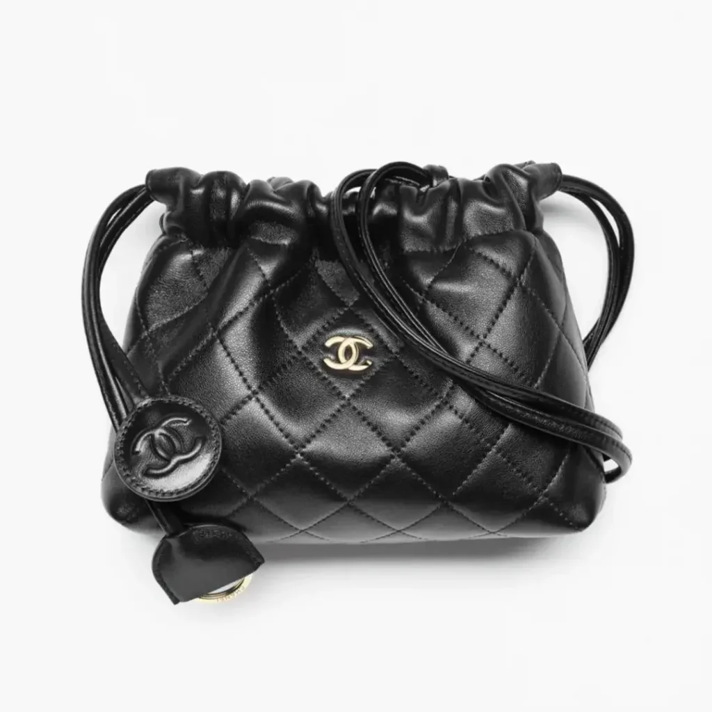 Chanel clutch with leather strap lambskin gold tone metal AP5228B2391494305