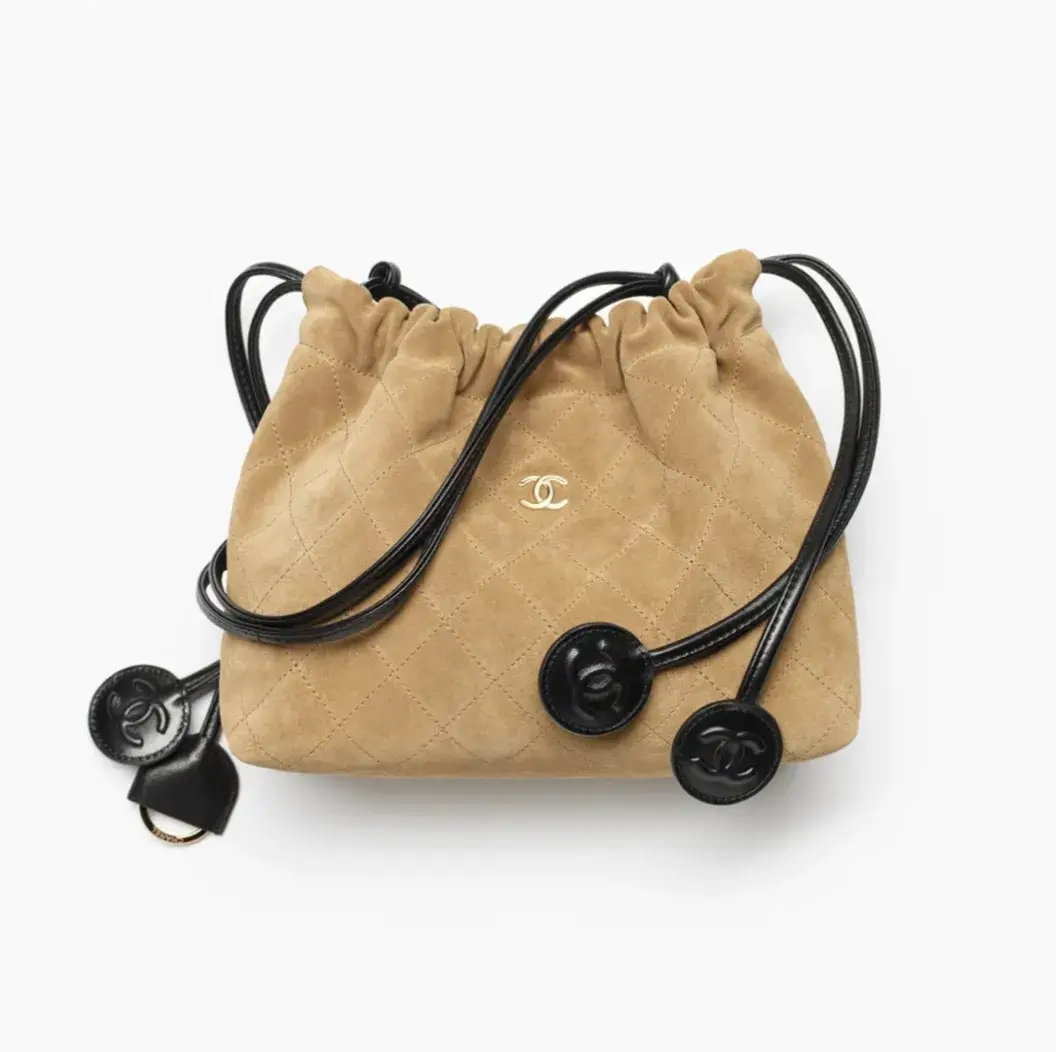 Chanel clutch with leather strap suede calfskin lambskin gold tone metal AP5227B24012U9714