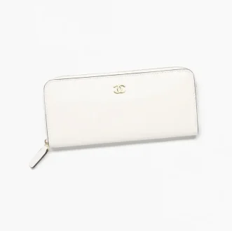 Chanel long zipped wallet grained goatskin gold tone metal AP5223B23783U8750