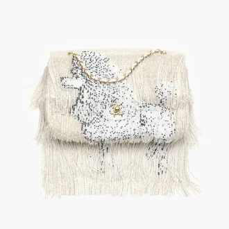 Chanel flap bag glass beads silver tone metal AS6355B24601UB447