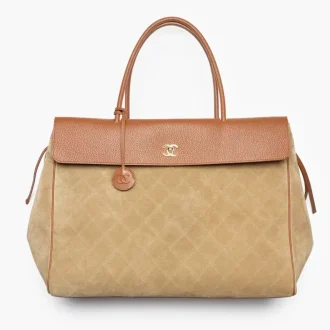 Chanel large tote suede calfskin grained calfskin gold tone metal AS6289B25073UB322