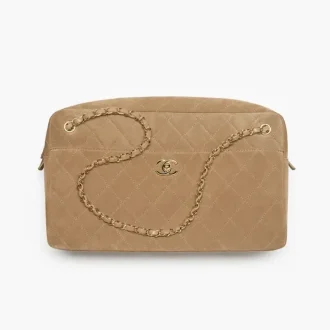 Chanel maxi camera case suede calfskin gold metal AS6444B25014U9390