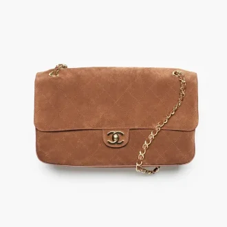 Chanel maxi flap bag suede calfskin gold metal AS6281B24009UA847