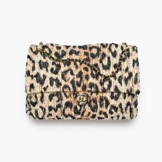 Chanel maxi flap bag tweed mixed fibers gold tone metal AS6234B24979UA692