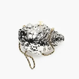 Chanel oyster minaudiere silver tone metal gold tone metal AS6437B24969UA975