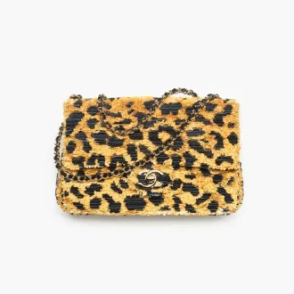 Chanel small flap bag sequins mixed fibres gold tone metal AS4561B25060UC176