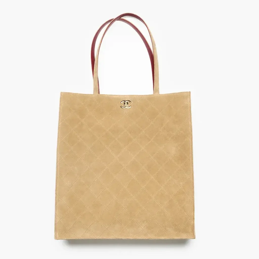 Chanel shopping bag suede calfskin gold tone metal AS6590B25996U9390