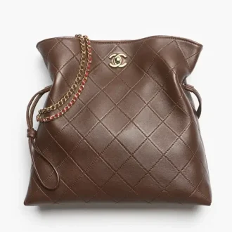 Chanel small shopping bag lambskin gold tone metal AS6495B25347UC476