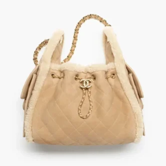 chanel 25 small handbag shearling sheepskin gold tone metal AS5293B25865NJ262