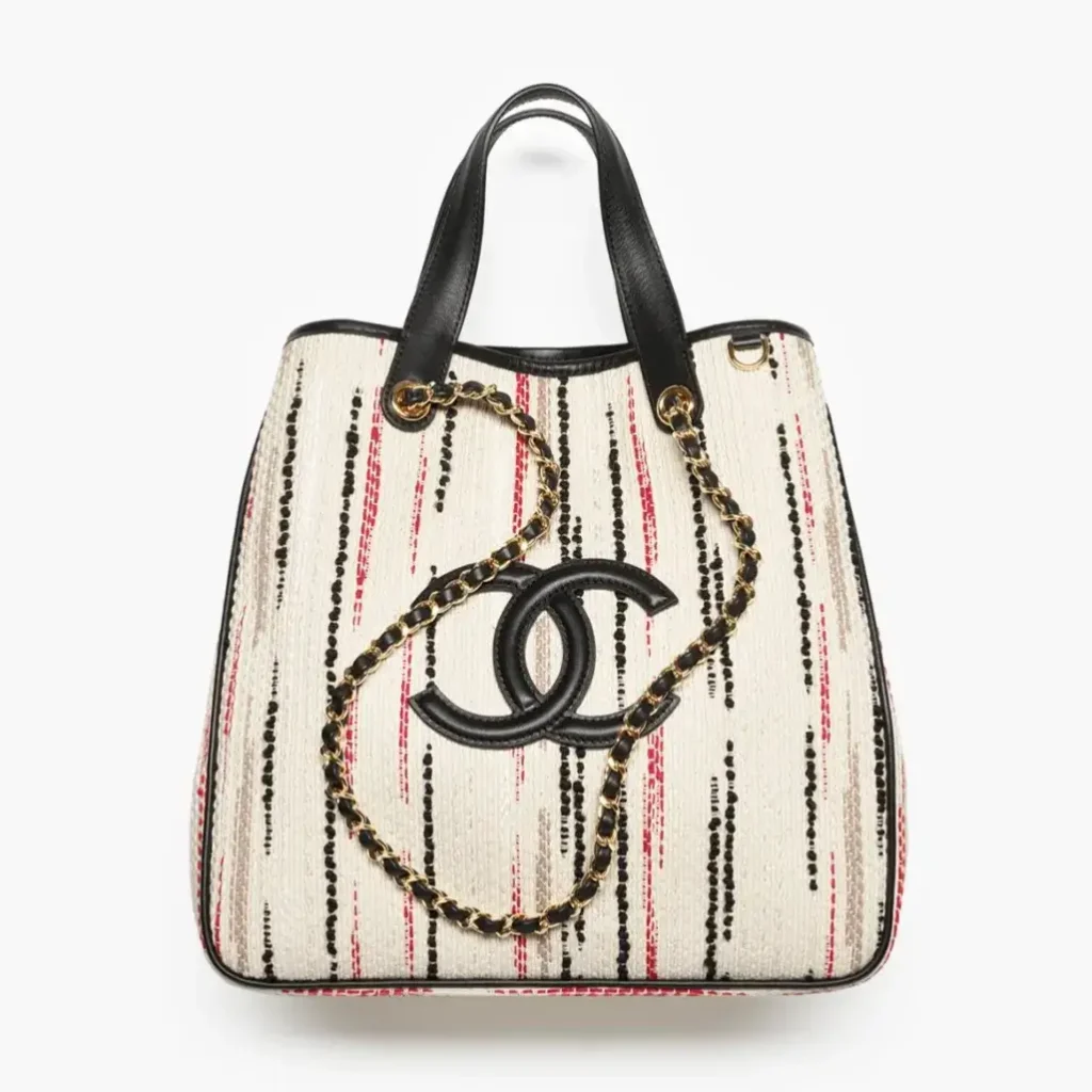 chanel small shopping bag canvas gold tone metal AS6200B25749UD596