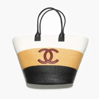 Chanel maxi shopping bag raffia calfskin AS6148B23631U8673